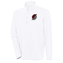 White Portland Trail Blazers Antigua Hunk Quarter-Zip Pullover Top | NBA