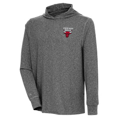 Heather Black Chicago Bulls Antigua Saga Long Sleeve Hoodie T-Shirt | NBA