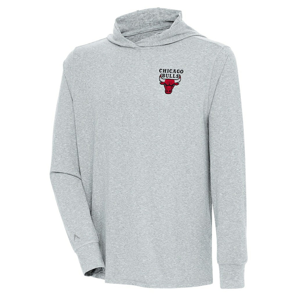 Heather Gray Chicago Bulls Antigua Saga Long Sleeve Hoodie T-Shirt | NBA
