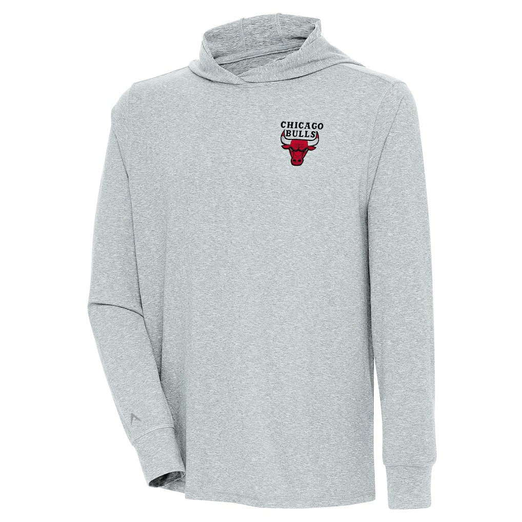 Heather Gray Chicago Bulls Antigua Saga Long Sleeve Hoodie T-Shirt | NBA