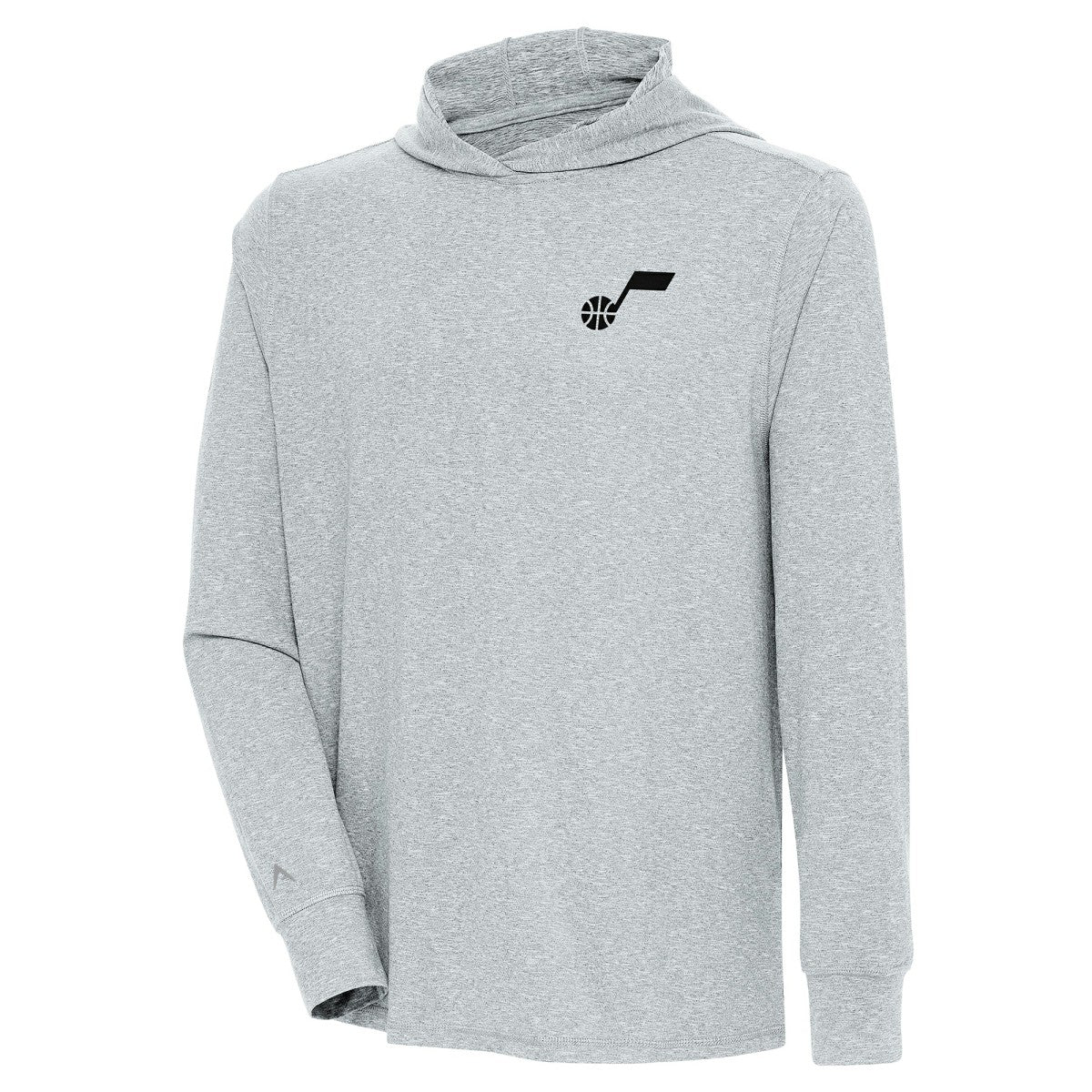 Heather Gray Utah Jazz Antigua Saga Long Sleeve Hoodie T-Shirt | NBA