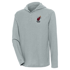 Gray Miami Heat Antigua Strong Hold Long Sleeve Henley Hoodie T-Shirt | NBA
