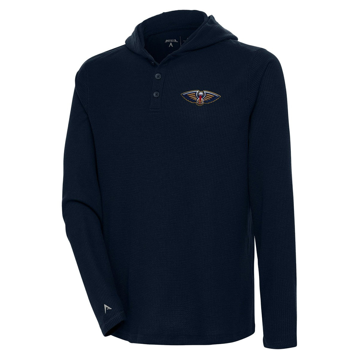 Navy New Orleans Pelicans Antigua Strong Hold Long Sleeve Henley Hoodie T-Shirt | NBA