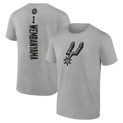 Heather Gray Victor Wembanyama San Antonio Spurs Playmaker Name & Number T-Shirt | NBA