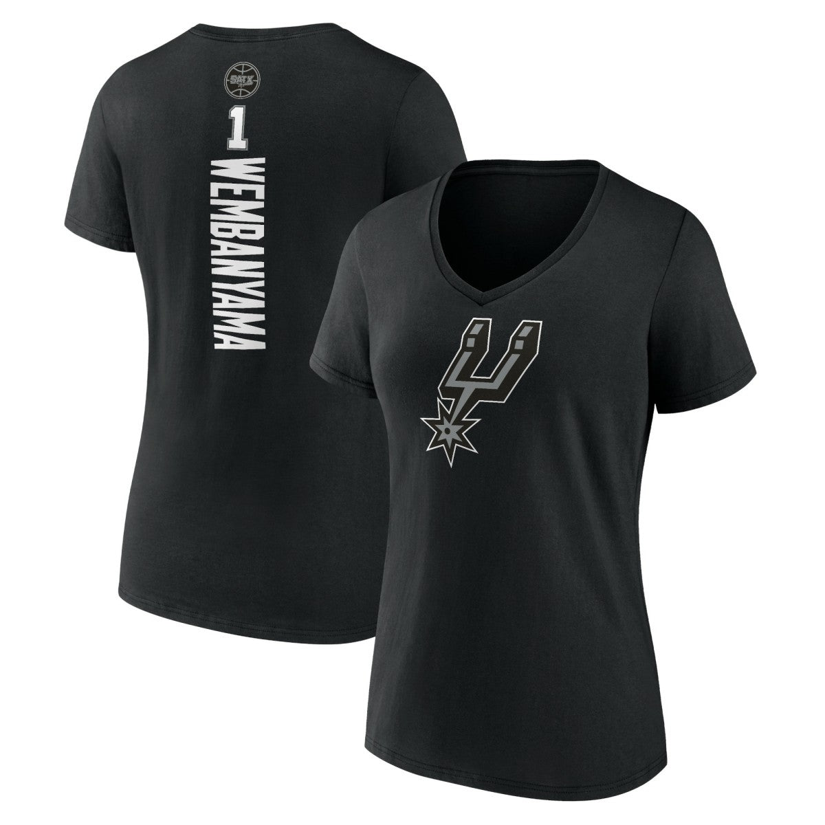 Black Victor Wembanyama San Antonio Spurs Women's Playmaker Name & Number V-Neck T-Shirt | NBA