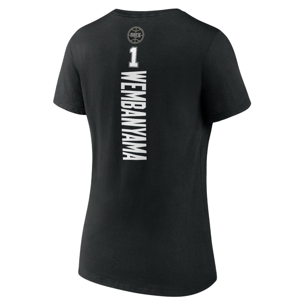 Black Victor Wembanyama San Antonio Spurs Women's Playmaker Name & Number V-Neck T-Shirt | NBA