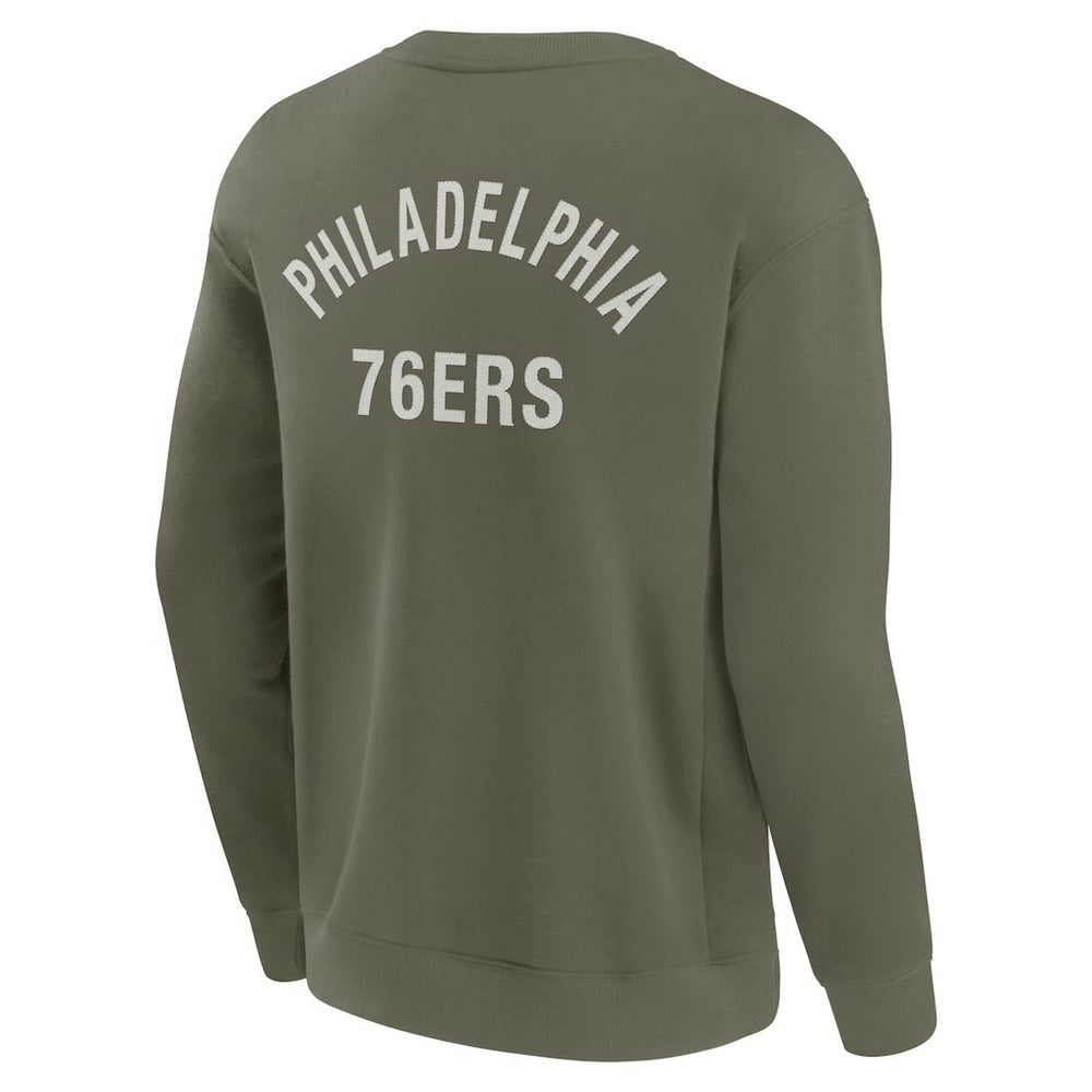 Olive Philadelphia 76ers Unisex Elements Super Soft Fleece Pullover Sweatshirt | NBA