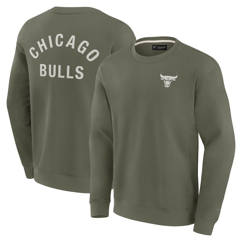 Olive Chicago Bulls Unisex Elements Super Soft Fleece Pullover Sweatshirt | NBA