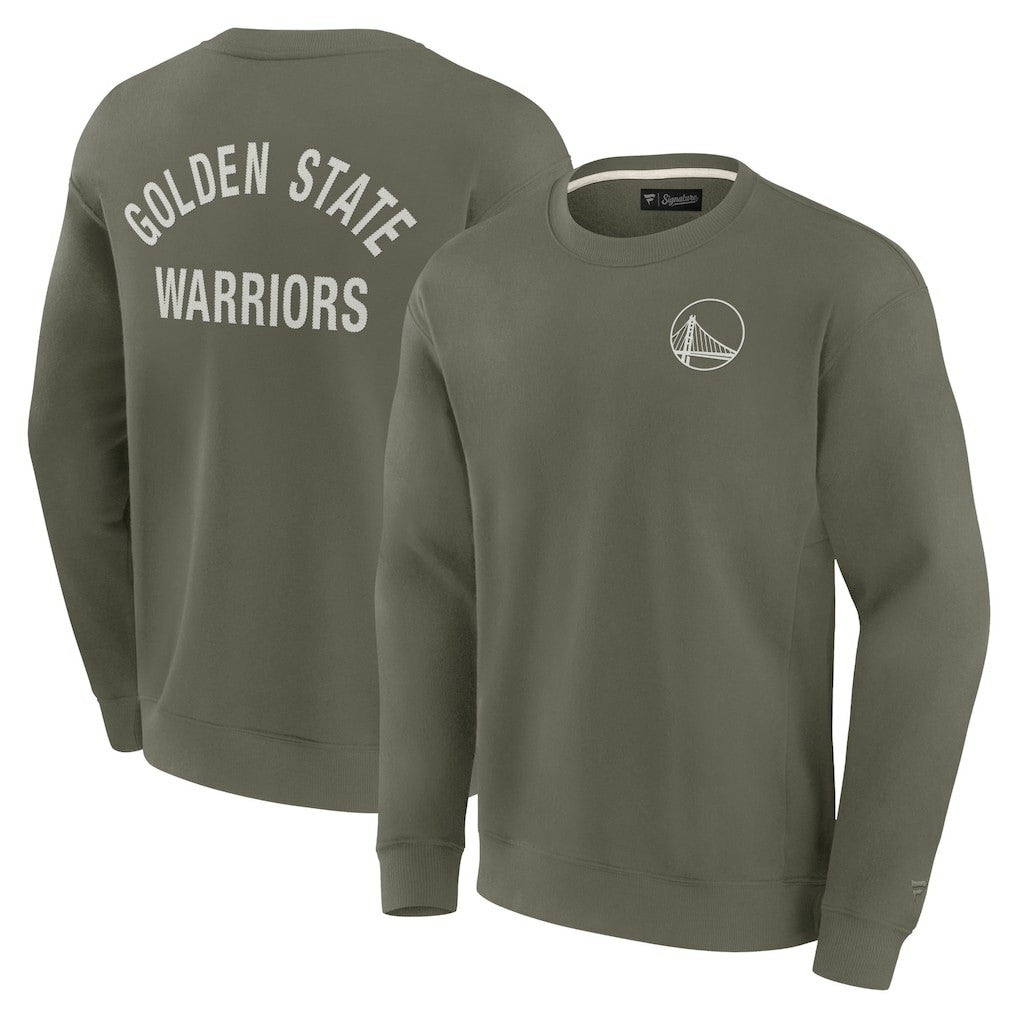 Olive Golden State Warriors Unisex Elements Super Soft Fleece Pullover Sweatshirt sale | NBA