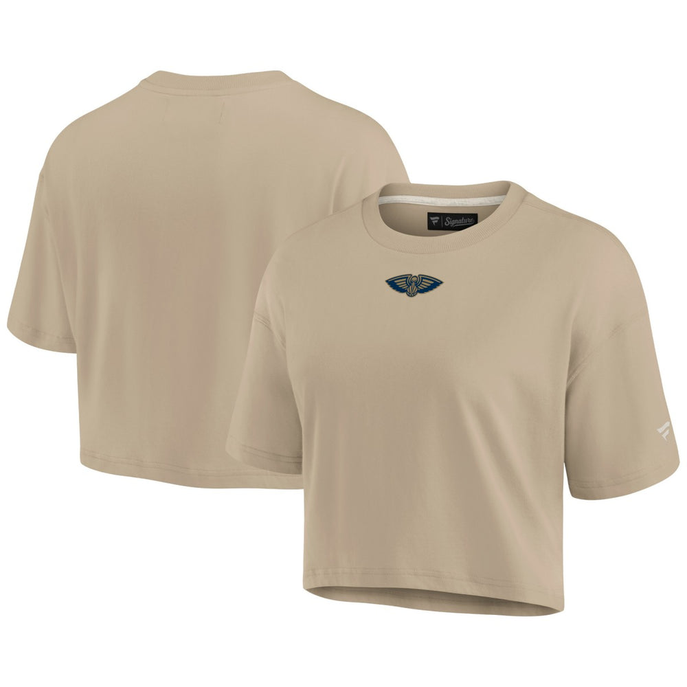 Khaki New Orleans Pelicans Women's Elements Super Soft Boxy Cropped T-Shirt | NBA