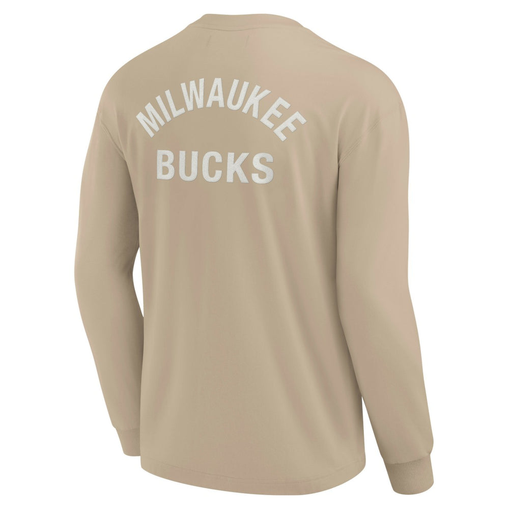 Khaki Milwaukee Bucks Unisex Elements Super Soft Long Sleeve T-Shirt | NBA