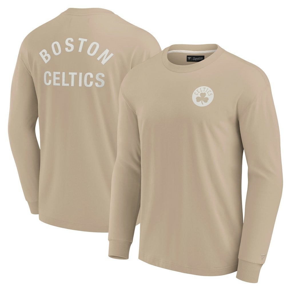 Khaki Boston Celtics Unisex Elements Super Soft Long Sleeve T-Shirt | NBA