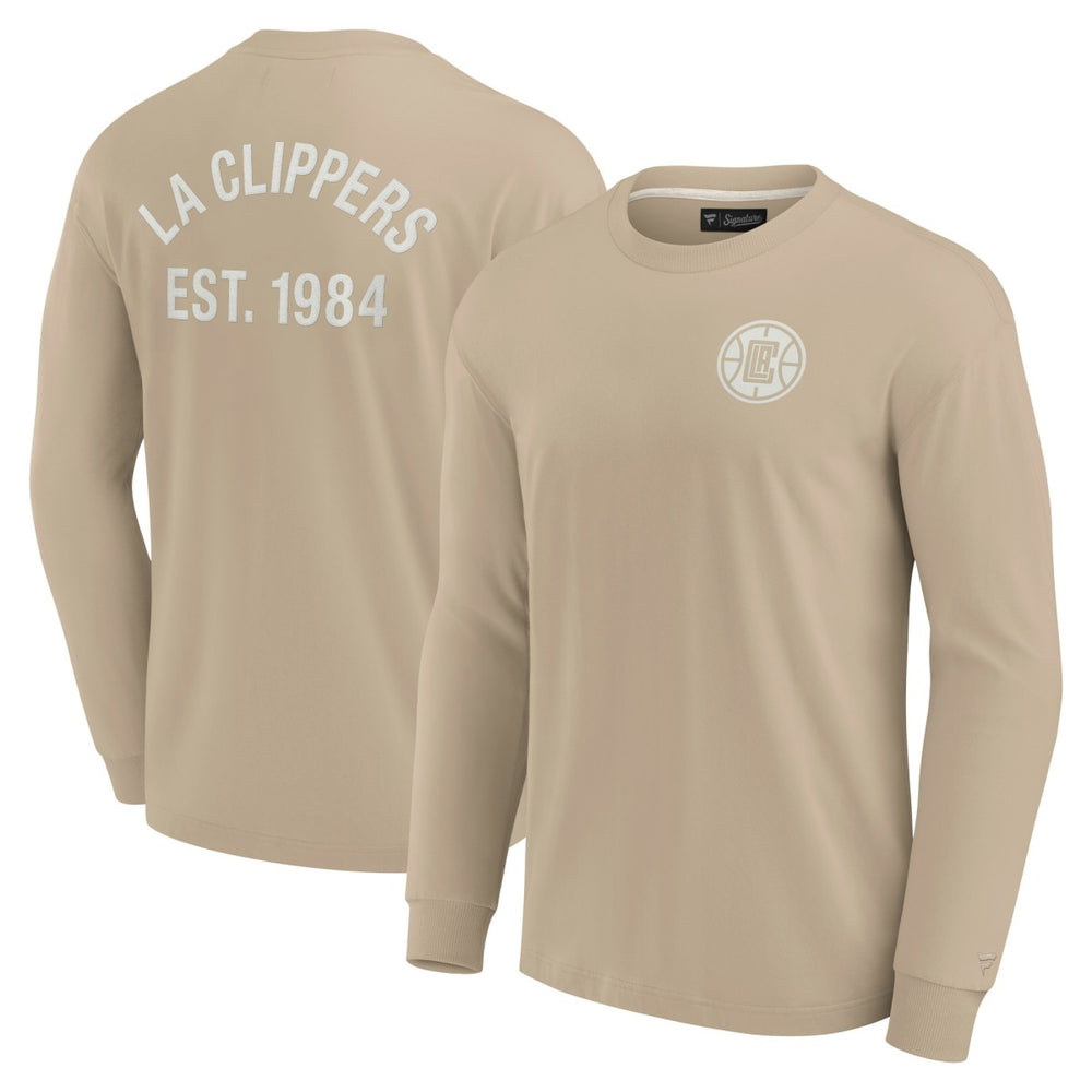 Khaki LA Clippers Unisex Elements Super Soft Long Sleeve T-Shirt | NBA