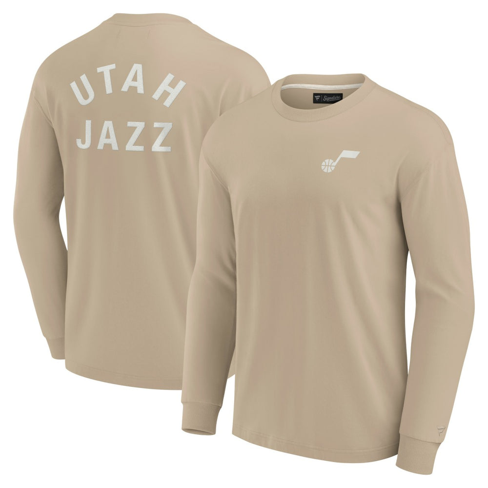 Khaki Utah Jazz Unisex Elements Super Soft Long Sleeve T-Shirt | NBA