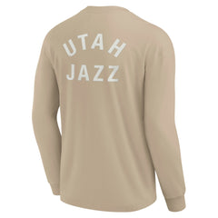 Khaki Utah Jazz Unisex Elements Super Soft Long Sleeve T-Shirt | NBA