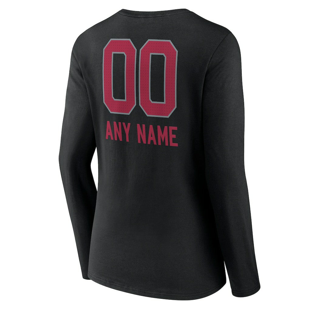 Arizona Cardinals Women's Personalized Name & Number Team Wordmark Long Sleeve V-Neck T-Shirt | NFL New