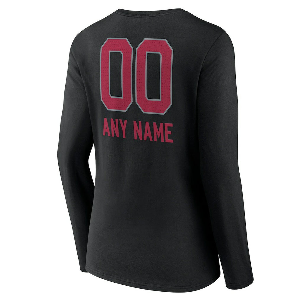 Arizona Cardinals Women's Personalized Name & Number Team Wordmark Long Sleeve V-Neck T-Shirt | NFL New