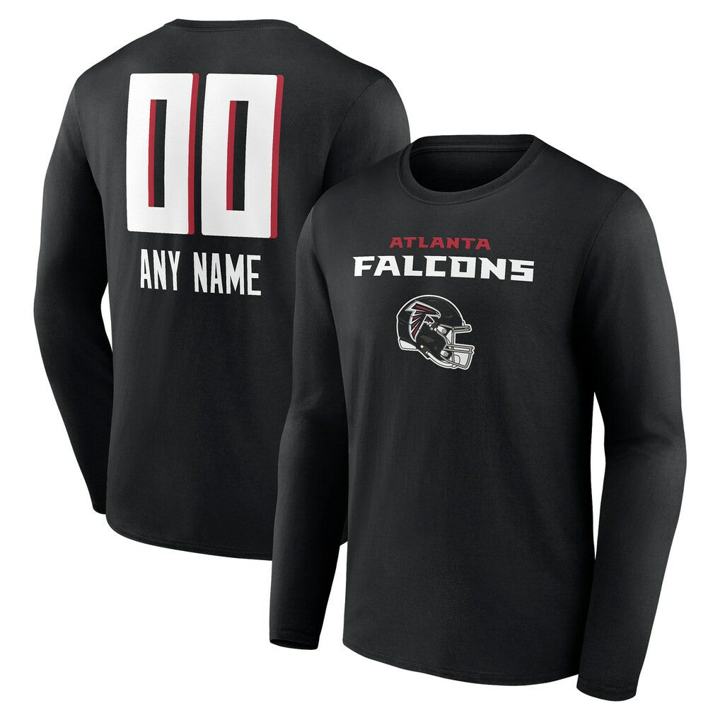 Atlanta Falcons Personalized Name & Number Team Wordmark Long Sleeve T-Shirt | NFL Outlet