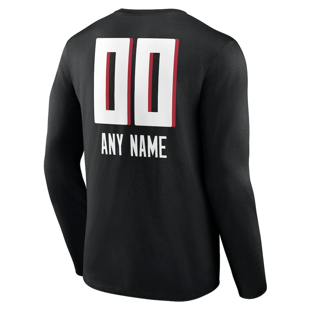 Atlanta Falcons Personalized Name & Number Team Wordmark Long Sleeve T-Shirt | NFL Outlet
