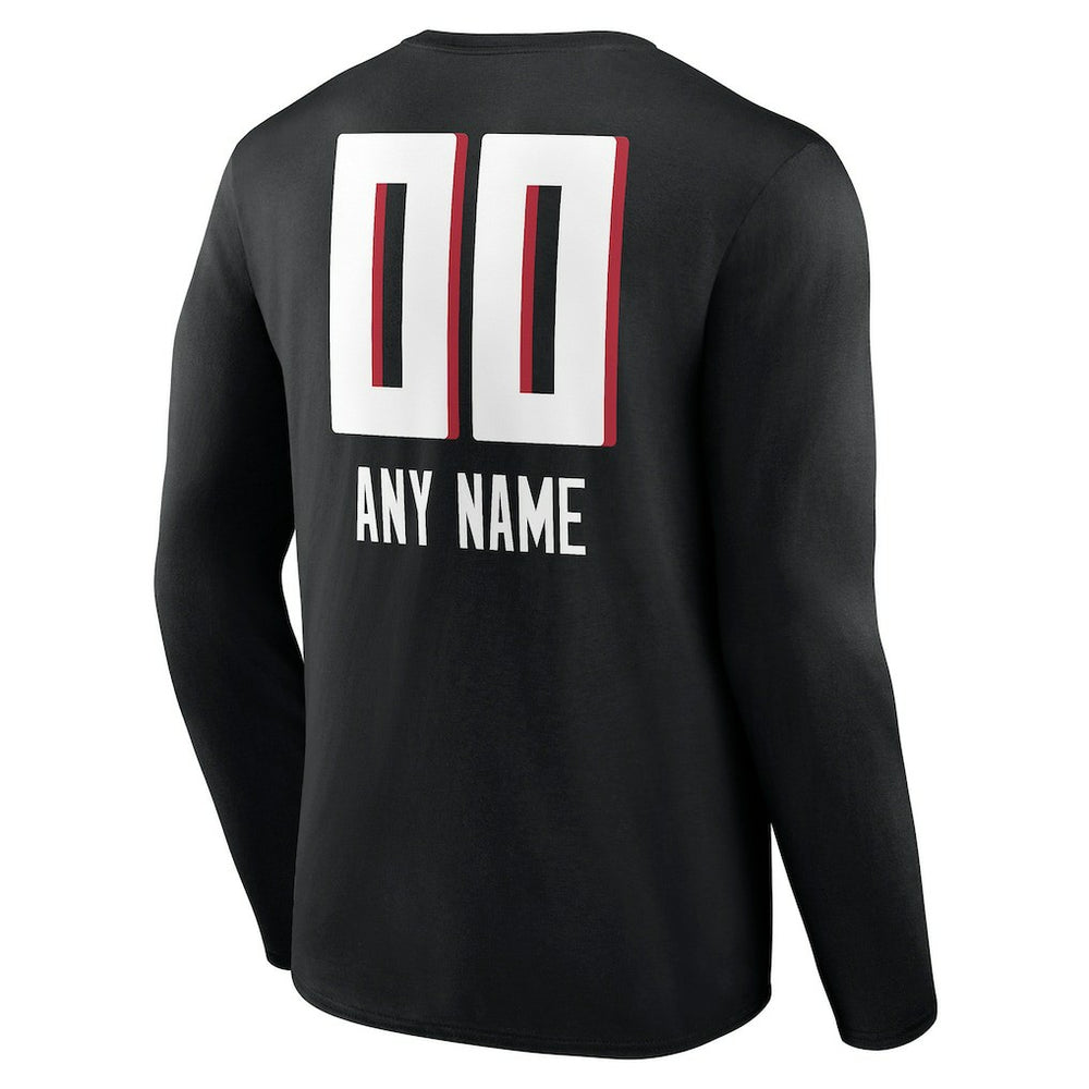 Atlanta Falcons Personalized Name & Number Team Wordmark Long Sleeve T-Shirt | NFL Outlet