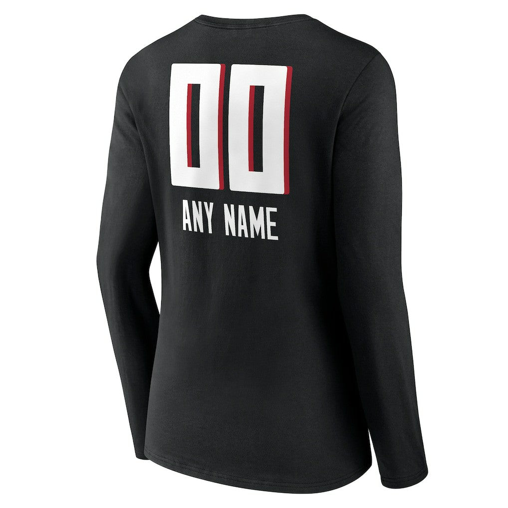 Atlanta Falcons Women's Personalized Name & Number Team Wordmark Long Sleeve V-Neck T-Shirt | NFL Outlet