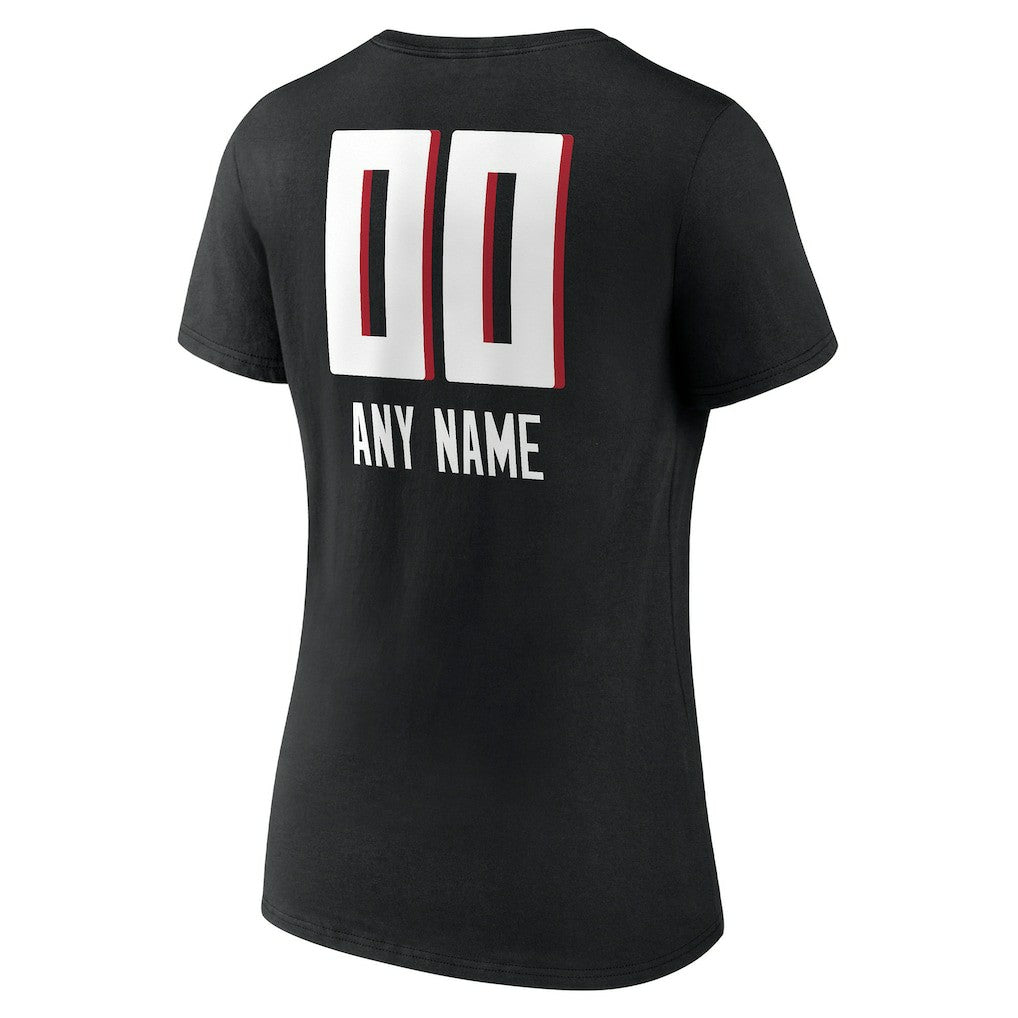 Atlanta Falcons Women's Personalized Name & Number Team Wordmark V-Neck T-Shirt | NFL Outlet