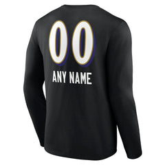 Baltimore Ravens Personalized Name & Number Team Wordmark Long Sleeve T-Shirt | NFL Discount