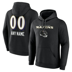 Baltimore Ravens Personalized Name & Number Team Wordmark Pullover Hoodie | NFL Sale