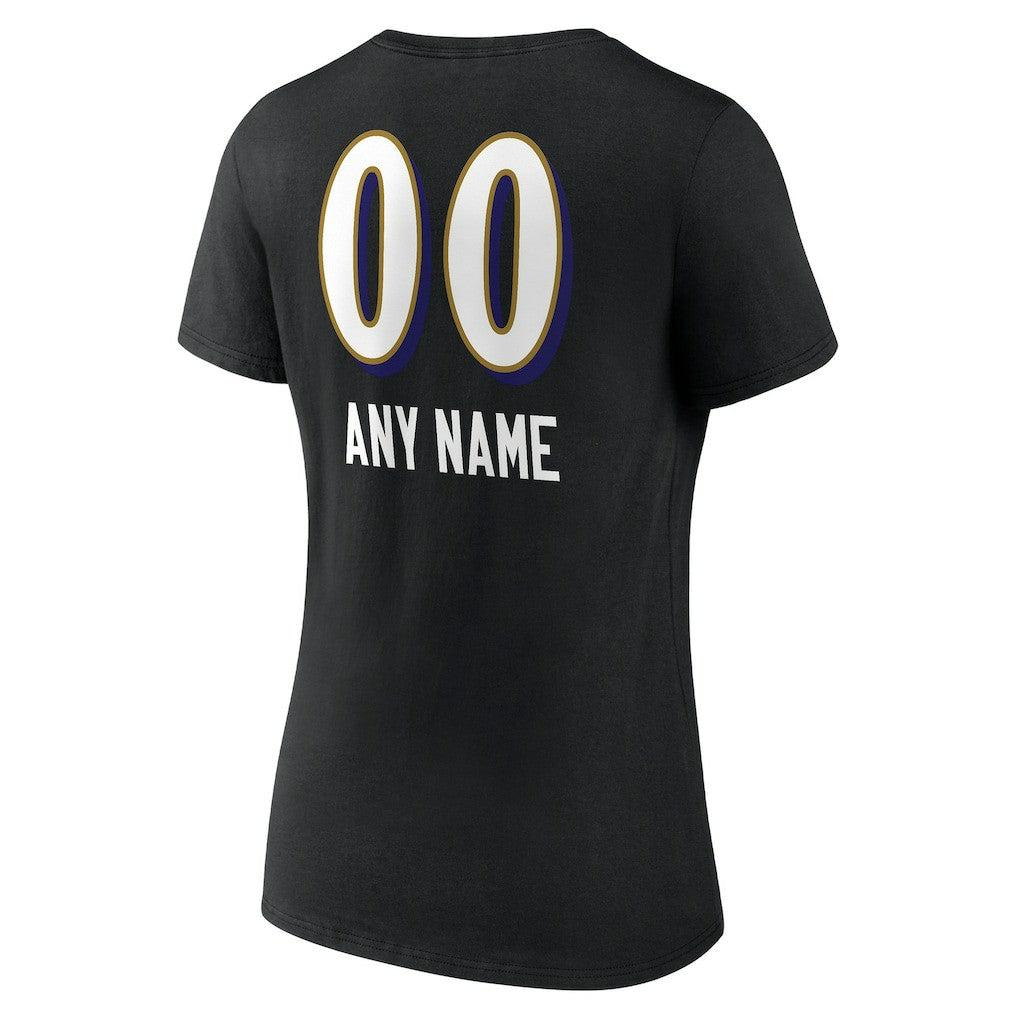 Baltimore Ravens Women's Personalized Name & Number Team Wordmark V-Neck T-Shirt | NFL Online