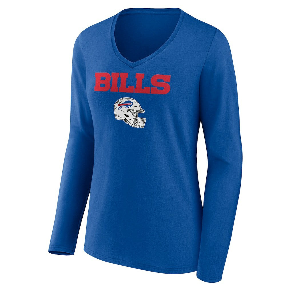 Buffalo Bills Women's Personalized Name & Number Team Wordmark Long Sleeve V-Neck T-Shirt | NFL New