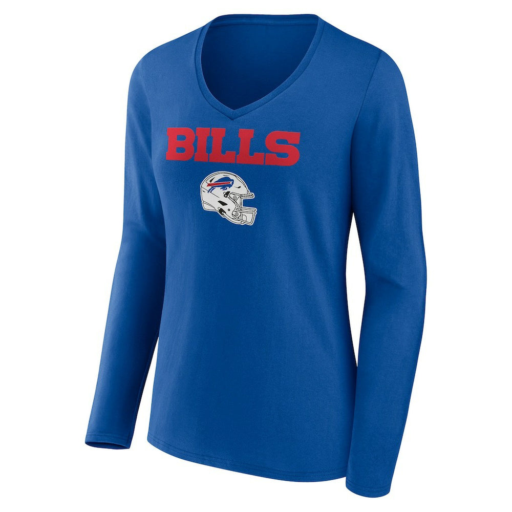 Buffalo Bills Women's Personalized Name & Number Team Wordmark Long Sleeve V-Neck T-Shirt | NFL New