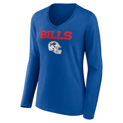 Buffalo Bills Women's Personalized Name & Number Team Wordmark Long Sleeve V-Neck T-Shirt | NFL New
