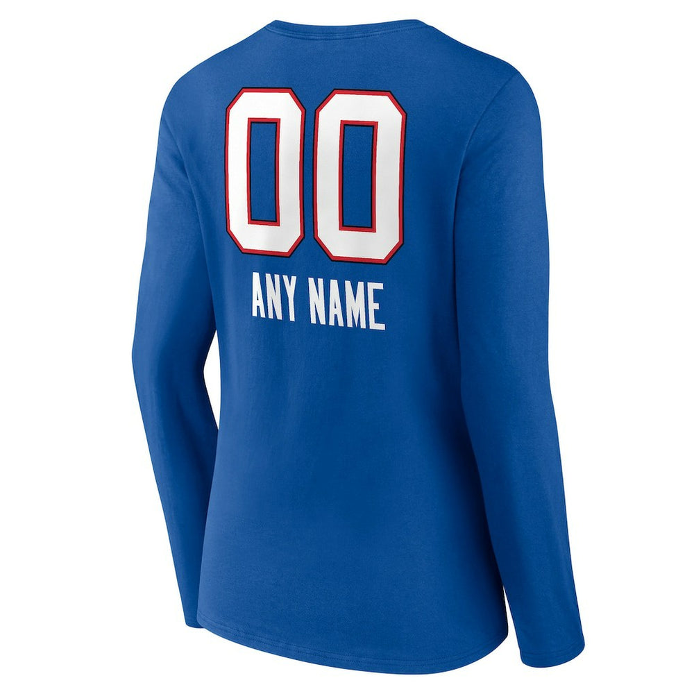 Buffalo Bills Women's Personalized Name & Number Team Wordmark Long Sleeve V-Neck T-Shirt | NFL New