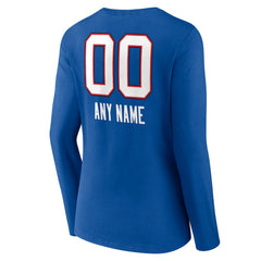 Buffalo Bills Women's Personalized Name & Number Team Wordmark Long Sleeve V-Neck T-Shirt | NFL New