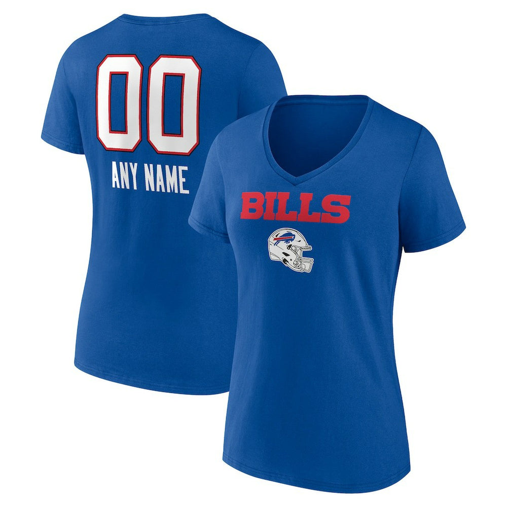 Buffalo Bills Women's Personalized Name & Number Team Wordmark V-Neck T-Shirt | NFL Hot
