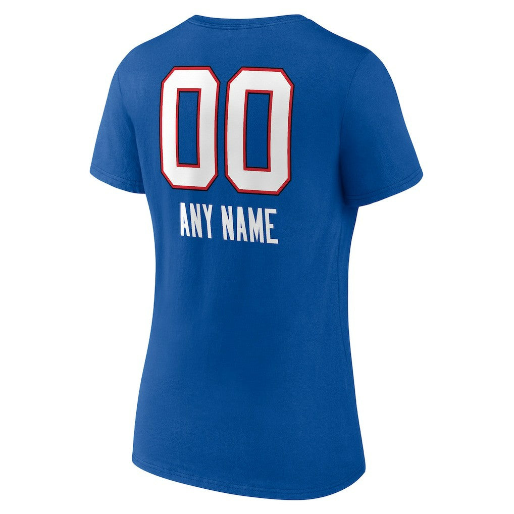 Buffalo Bills Women's Personalized Name & Number Team Wordmark V-Neck T-Shirt | NFL Hot