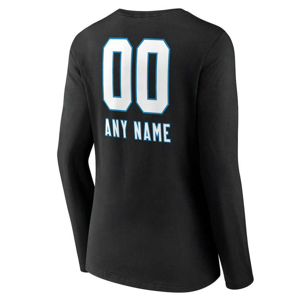 Carolina Panthers Women's Personalized Name & Number Team Wordmark Long Sleeve V-Neck T-Shirt | NFL Online