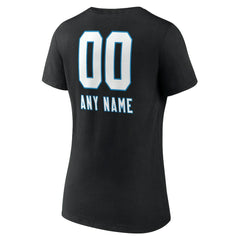 Carolina Panthers Women's Personalized Name & Number Team Wordmark V-Neck T-Shirt | NFL Discount