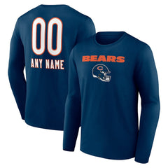 Chicago Bears Personalized Name & Number Team Wordmark Long Sleeve T-Shirt | NFL Sale