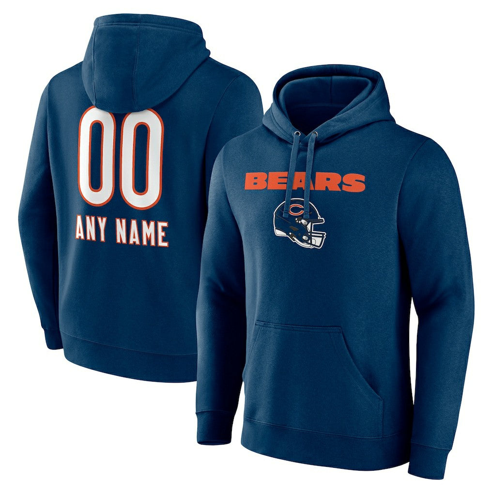 Chicago Bears Personalized Name & Number Team Wordmark Pullover Hoodie | NFL Hot