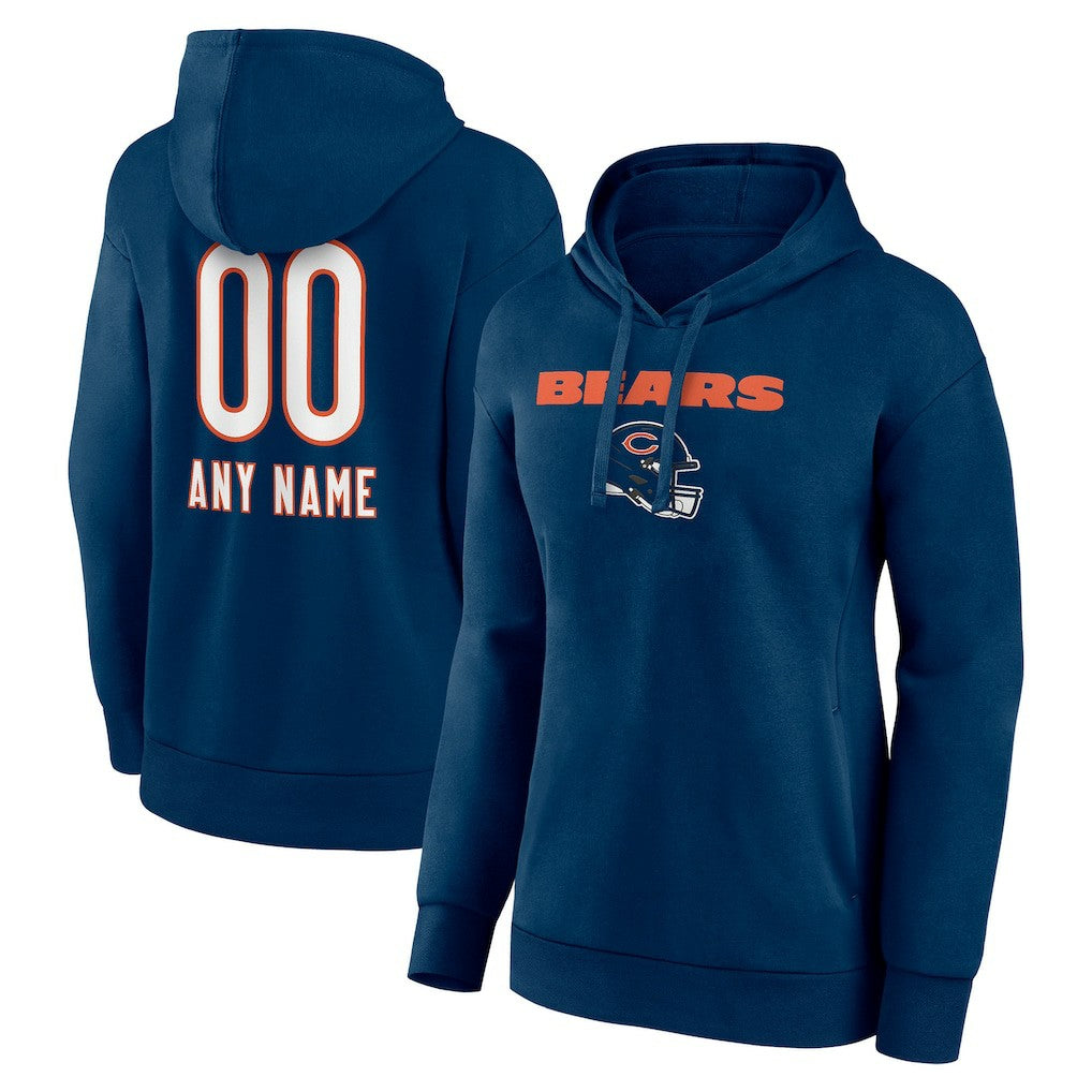 Chicago Bears Women's Personalized Name & Number Team Wordmark Pullover Hoodie | NFL Discount
