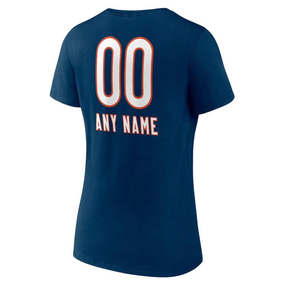 Chicago Bears Women's Personalized Name & Number Team Wordmark V-Neck T-Shirt | NFL Outlet