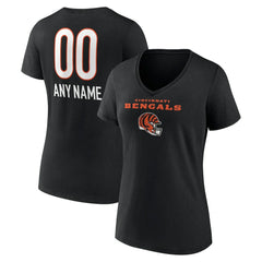 Cincinnati Bengals Women's Personalized Name & Number Team Wordmark V-Neck T-Shirt | NFL New