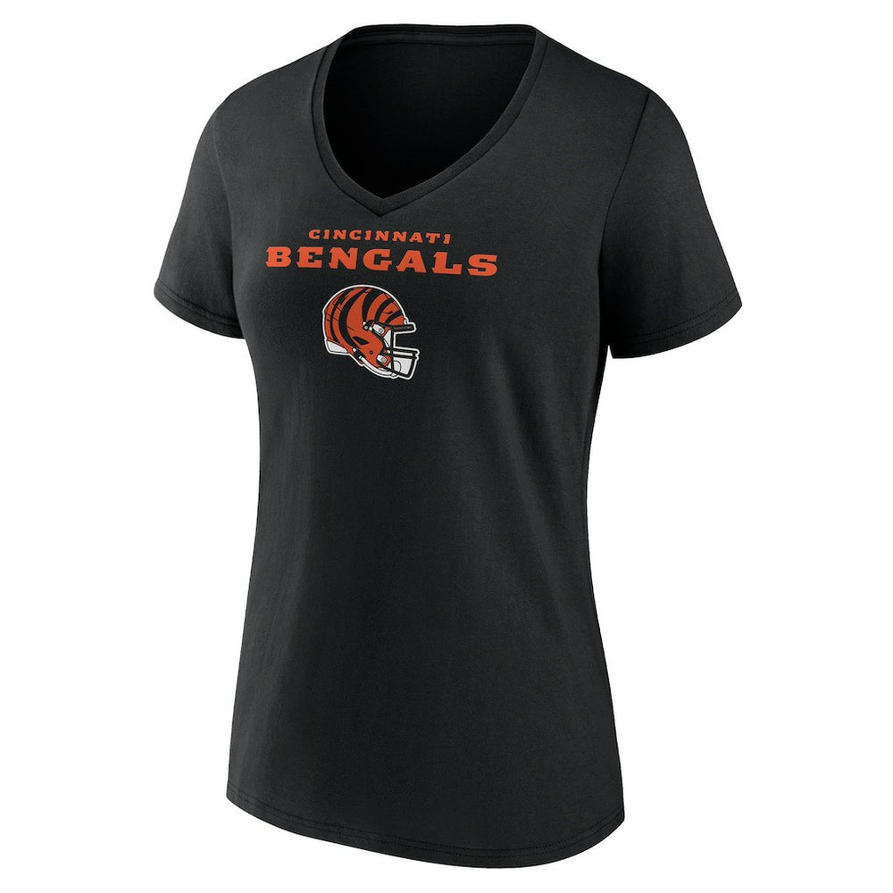 Cincinnati Bengals Women's Personalized Name & Number Team Wordmark V-Neck T-Shirt | NFL New
