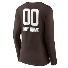 Cleveland Browns Women's Personalized Name & Number Team Wordmark Long Sleeve V-Neck T-Shirt | NFL Hot