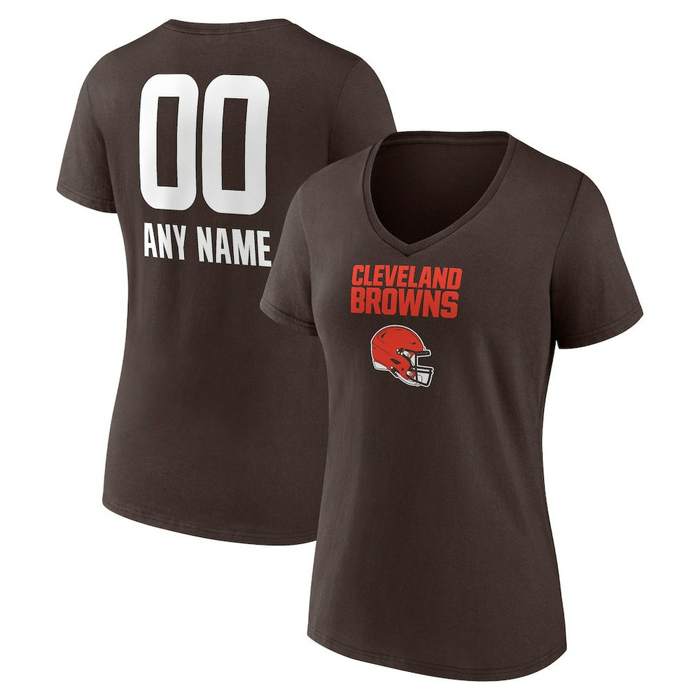 Cleveland Browns Women's Personalized Name & Number Team Wordmark V-Neck T-Shirt | NFL Hot