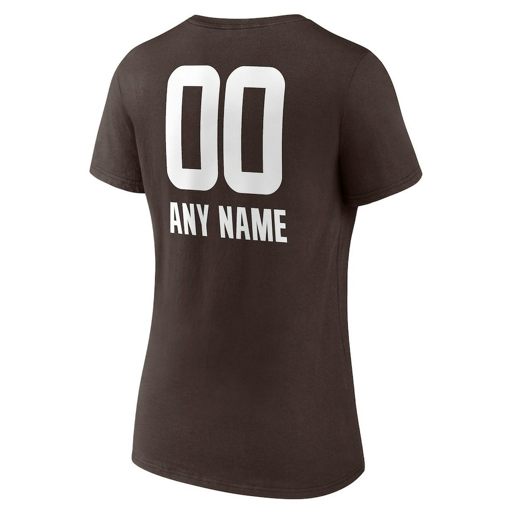 Cleveland Browns Women's Personalized Name & Number Team Wordmark V-Neck T-Shirt | NFL Hot
