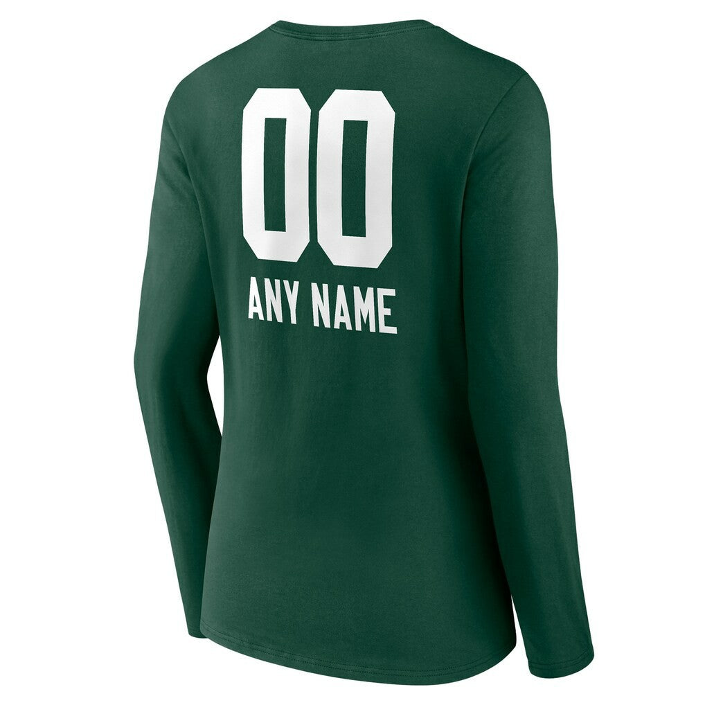 Green Bay Packers Women's Personalized Name & Number Team Wordmark Long Sleeve V-Neck T-Shirt | NFL On sale