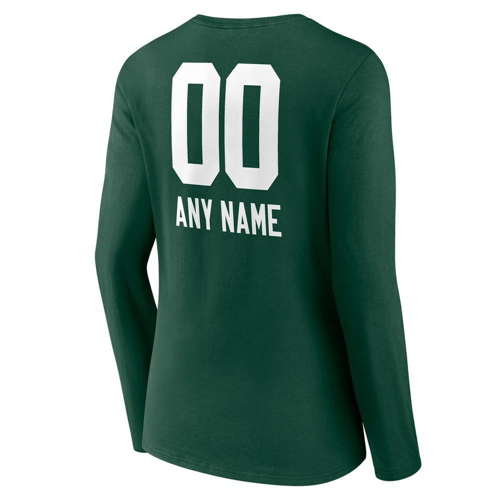 Green Bay Packers Women's Personalized Name & Number Team Wordmark Long Sleeve V-Neck T-Shirt | NFL On sale