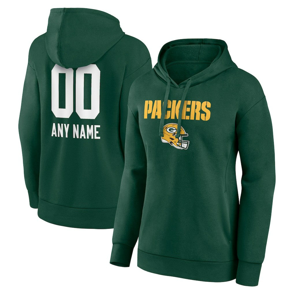 Green Bay Packers Women's Personalized Name & Number Team Wordmark Pullover Hoodie | NFL Near me